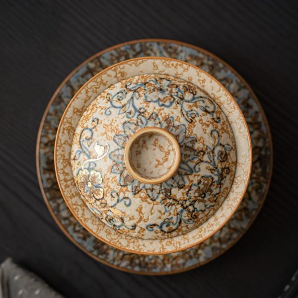 045cd09ce740205a77783e8604d88c51 Hand-painted blue fireworks stone red three talents covered bowl ceramic tea bowl with lid kung fu tea set