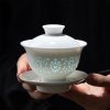 Linglong porcelain three talents cover the bowl and tea cup