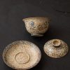 Hand-painted blue fireworks stone red three talents covered bowl ceramic tea bowl with lid kung fu tea set