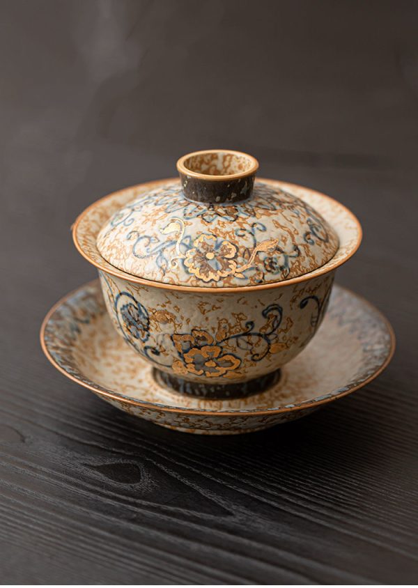 ba4fb6c1a33f7839b9a4c92faae31f93 Hand-painted blue fireworks stone red three talents covered bowl ceramic tea bowl with lid kung fu tea set
