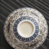 Blue and flower twig lotus three talents cover bowl tea cup