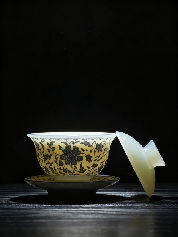 746ed48fe88f6e3ec913e91f0dd6bc7d Blue and flower twig lotus three talents cover bowl tea cup