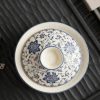 Blue and flower twig lotus three talents cover bowl tea cup