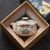 Blue and flower tangled lotus hand-grabbing pot lid bowl tea cup (2 cups per pot)